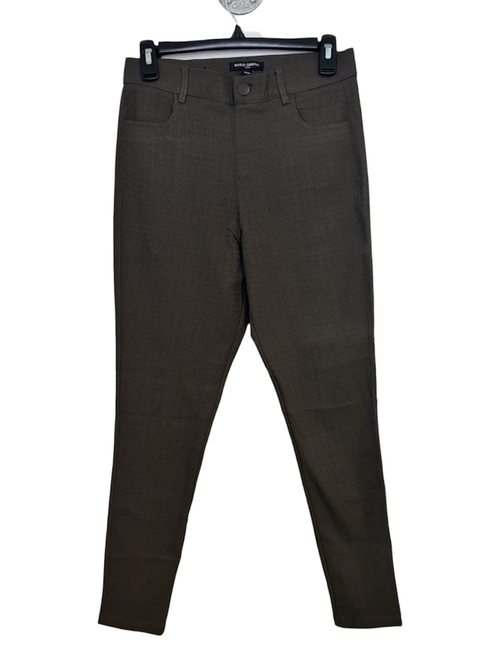 Mario Serrani Olive Textured Skinny Pants Size Small